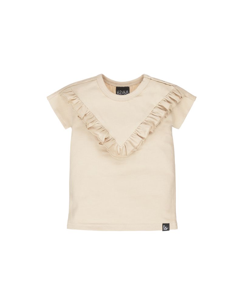 V-shape ruffle t-shirt sand